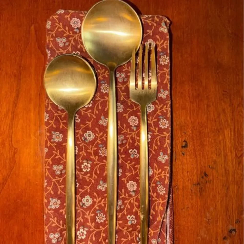 33 - Piece, Gold Flatware Set Full service of 5 or Fork and Spoon service of 12